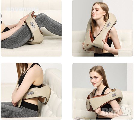 Промо! 3D Шиацу масажор за врат гръб плешки и рамене с функция затопляне, снимка 2 - Спортна екипировка - 24306821