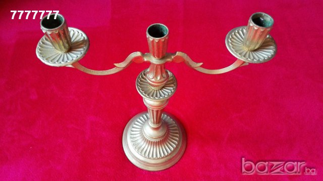 Масивен бронзов свещник, снимка 3 - Антикварни и старинни предмети - 17962538