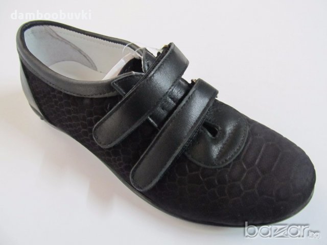 Затворени обувки естествена кожа Понки в черно, снимка 1 - Детски маратонки - 17508825