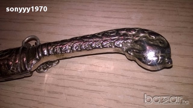 Turkiye-нож с кания-метални-19см-внос швеицария, снимка 6 - Антикварни и старинни предмети - 15882661