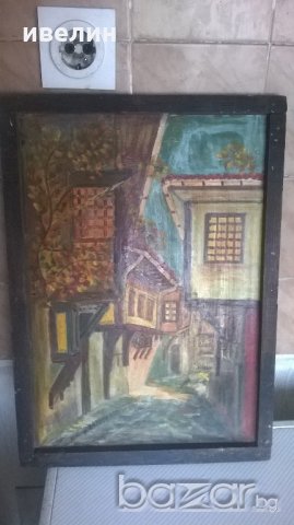 стара картина-градски пейзаж, снимка 2 - Картини - 18470398