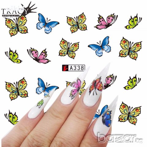 A338 пеперуди татос ваденки водни стикери маникюр 