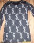 дамска блузка-туника с кожени ръкави на YSL реплика-размер- М-Л - ХЛ, снимка 7