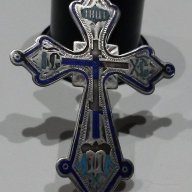 Стар сребърен,сребро 84, руски кръст с емайл-19в., снимка 1 - Антикварни и старинни предмети - 17055462