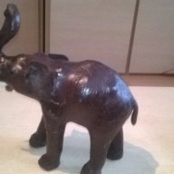 ГОЛЯМ Слон-голям-кожено покритие-30х30х13см-внос швеицария, снимка 5 - Антикварни и старинни предмети - 18314700
