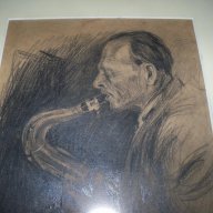 Стара графика "Мъжът със саксофона", снимка 3 - Картини - 14148752