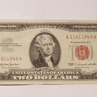 $ 2 DOLLARS RED SEAL 1963 Birthday Note 11.01.1949, снимка 2 - Нумизматика и бонистика - 20021655