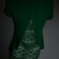 Зелена блуза с дантелен гръб , снимка 4 - Тениски - 18565692