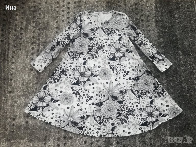 Черно-бяла рокля на цветя, снимка 1
