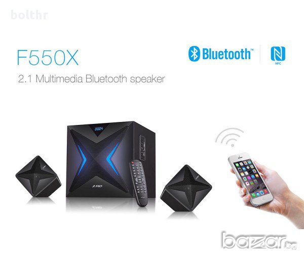 Буфер Bluetooth Тонколони 2.1 Fenda F&D F550X, 56 RMS (2x14W + 28W), Led подсветка, USB, снимка 1