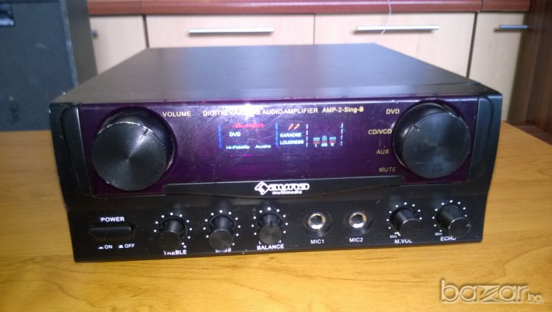auna multimedia amp-2 sing-2 digital karaoke audio amplifier-швеицария, снимка 1