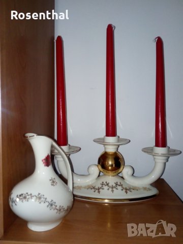 Стилен свещник и каничка порцелан в стил Art Deco, снимка 1