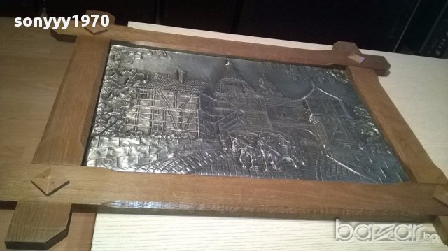 Голяма картина/пластика с дървена рамка 84/64см-внос швеицария, снимка 7 - Антикварни и старинни предмети - 14880408