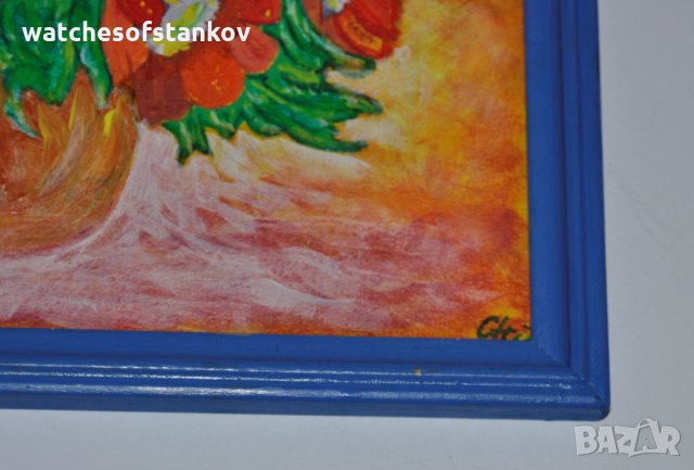 Стефан Ненов "ВАЗА с ЦВЕТЯ" масло върху платно 29/23 см, снимка 3 - Картини - 25393999