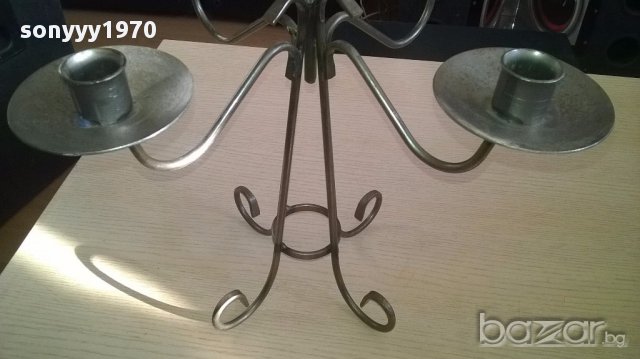 Голям метален свещник-36/36см-внос швеицария, снимка 6 - Антикварни и старинни предмети - 13487854