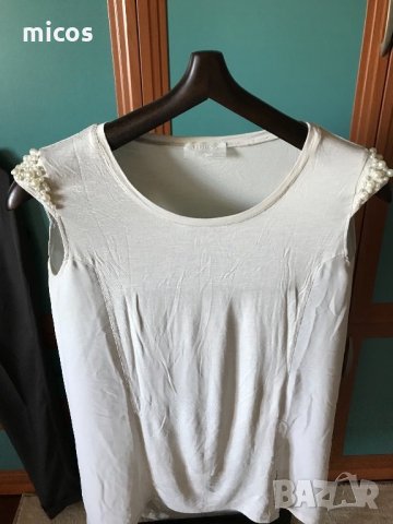 15 лв до 30.07!Guess,нова блуза с перли, еластична, цвят пудра, снимка 5 - Тениски - 23292993