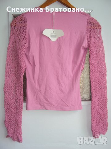 Луксозна блуза с плетен ръкав на дупки, снимка 2 - Блузи с дълъг ръкав и пуловери - 21649607