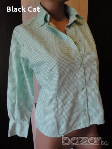 Светлозелена карирана дамска риза, блуза с дълъг ръкав, ръкави, дамски топ, жилетка, снимка 3 - Ризи - 13869321
