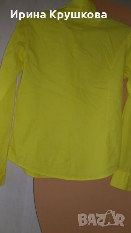 Жълта памучна риза с дълъг ръкав на Armani jeans размер М, снимка 5 - Ризи - 25119189