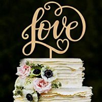  Love ♥ вплетен дървен надпис за сватбена торта Свети Валентин топер украса за сватба декорация, снимка 1 - Други - 24471082