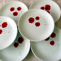 6броя чинии и 7броя цвeтя от хартия маковe, снимка 2 - Декорация за дома - 19722048