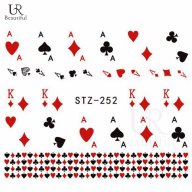 STZ-252 карти Покер татос ваденки водни стикери за нокти маникюр, снимка 2 - Продукти за маникюр - 17800507