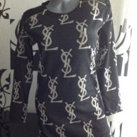 дамска блузка-туника с кожени ръкави на YSL реплика-размер- М-Л - ХЛ, снимка 4 - Туники - 9218715