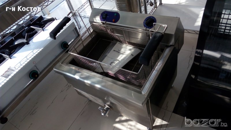 1.Професионален електрически фритюрник за мекици,понички,пирожки,за големи продукти, единичен, 43 ли, снимка 1