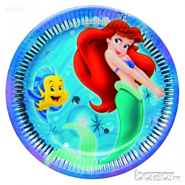 Малката русалка Ариел 10 бр парти чинии чинийки, снимка 1