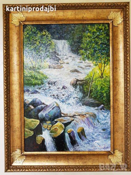 Маслена картина "Водопад" италиански художник, снимка 1