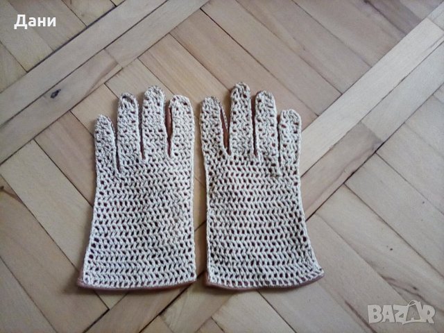 Vintage дамски ръкавици естествена кожа и памук, снимка 3 - Шапки - 22892936