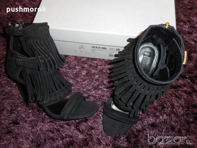 HUGO BOSS Fara Leather Heeled Sandals Fringe Detail, снимка 6 - Дамски обувки на ток - 21294425