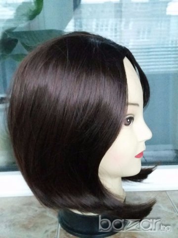 Нова права тъмно кестенява перука без бретон - 35 см. - мод.52, снимка 5 - Аксесоари за коса - 16213588