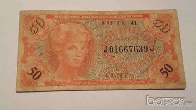 USA MILITARY PAYMENT 50 Cents ser.641, снимка 3 - Нумизматика и бонистика - 20227028