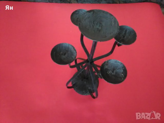 Английски Стар Ретро Метален Свещник-5 Свещи-39см, снимка 2 - Антикварни и старинни предмети - 24254822