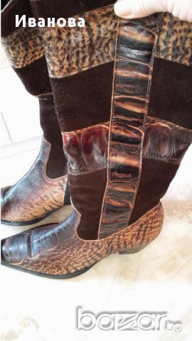 Естествена кожа и велур ботуши.НАМАЛЕНИ, снимка 2 - Дамски ботуши - 16670220