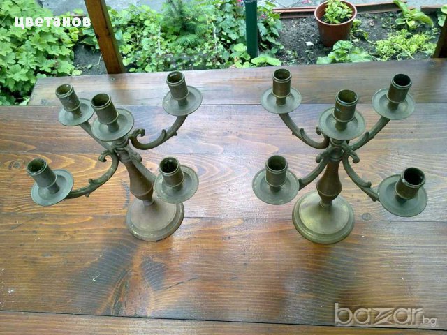 бронзови барокови свешници 5ца, снимка 2 - Антикварни и старинни предмети - 14866662