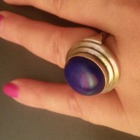 Уникален сребърен пръстен с Лапис Лазули, снимка 4 - Пръстени - 22460218