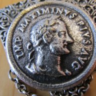 Старинна посребрена брошка с римска императорска монета Максимин 1 - за ценители и колекционери . , снимка 4 - Други ценни предмети - 14630000