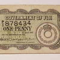 X RARE 1942 GOVERNMENT OF FIJI ONE PENNY, снимка 3 - Нумизматика и бонистика - 19133390