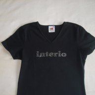 Черна тениска с камъни,М , снимка 1 - Тениски - 18368594