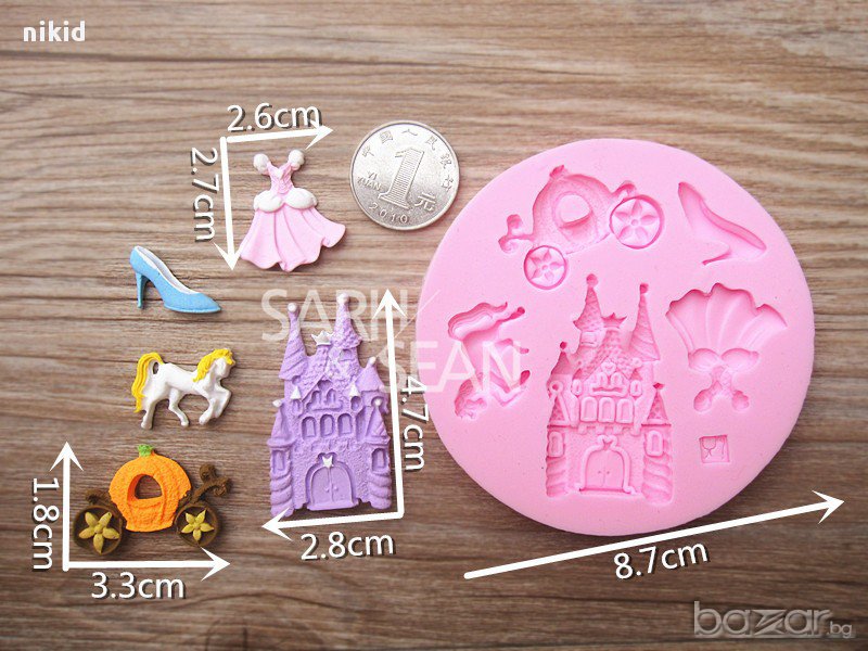 пепеляшка силиконов молд форма дворец тиква кон каляска обувка рокля украса торта фондан мъфини и др, снимка 1