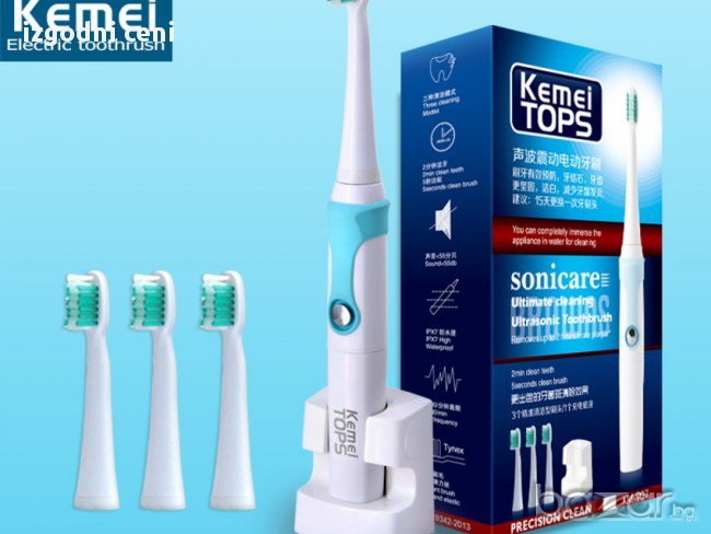 Ел.четка за зъби KEMEI KM-970 с 4 заменяеми глави и вградена батерия, снимка 1