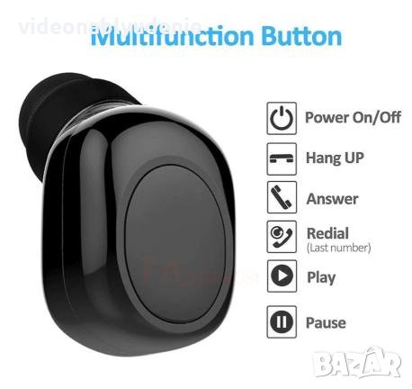 Блутут Хендсфрий Мини Безжична Скрита Слушалка Микрофон с Вградена Батерия Bluetooth Handsfree, снимка 1