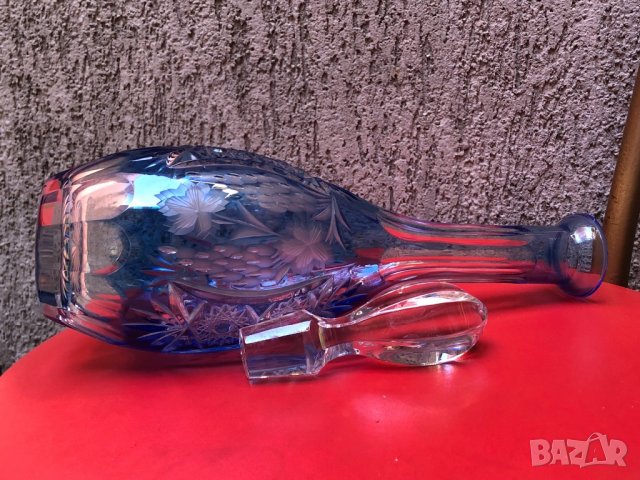Масивна кристална бутилка-гарафа за алкохол, снимка 7 - Сервизи - 18631217