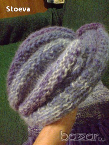 Ръчно плетена шапка тюрбан и шал, снимка 9 - Шапки - 13393097