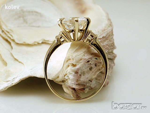 Златен пръстен КРАСИВ с цирконии 3.12 грама/размер №51, снимка 3 - Пръстени - 11250928