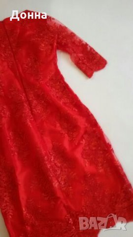 Червена рокля дантела , снимка 5 - Рокли - 21797629