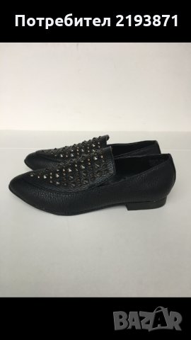 Кожени равни черни обувки с капси JustFab номер 36, снимка 7 - Дамски ежедневни обувки - 24569095