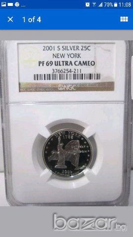USA QUARTER SILVER DOLLAR 2001-S NGC PF 69 ULTRA CAMEO, снимка 5 - Нумизматика и бонистика - 21123918